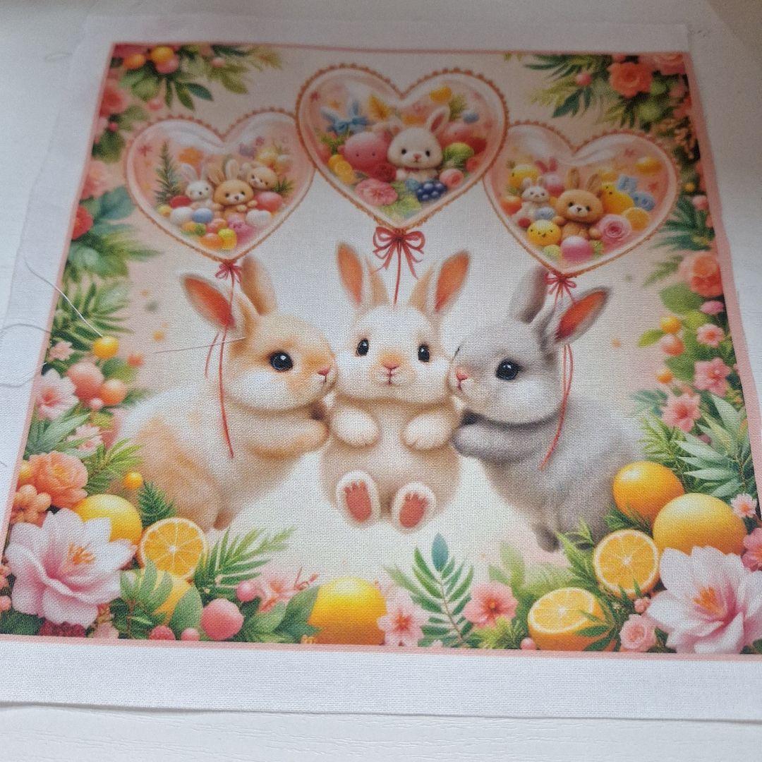 激レアねことうさぎパネル生地　ハンドメイド