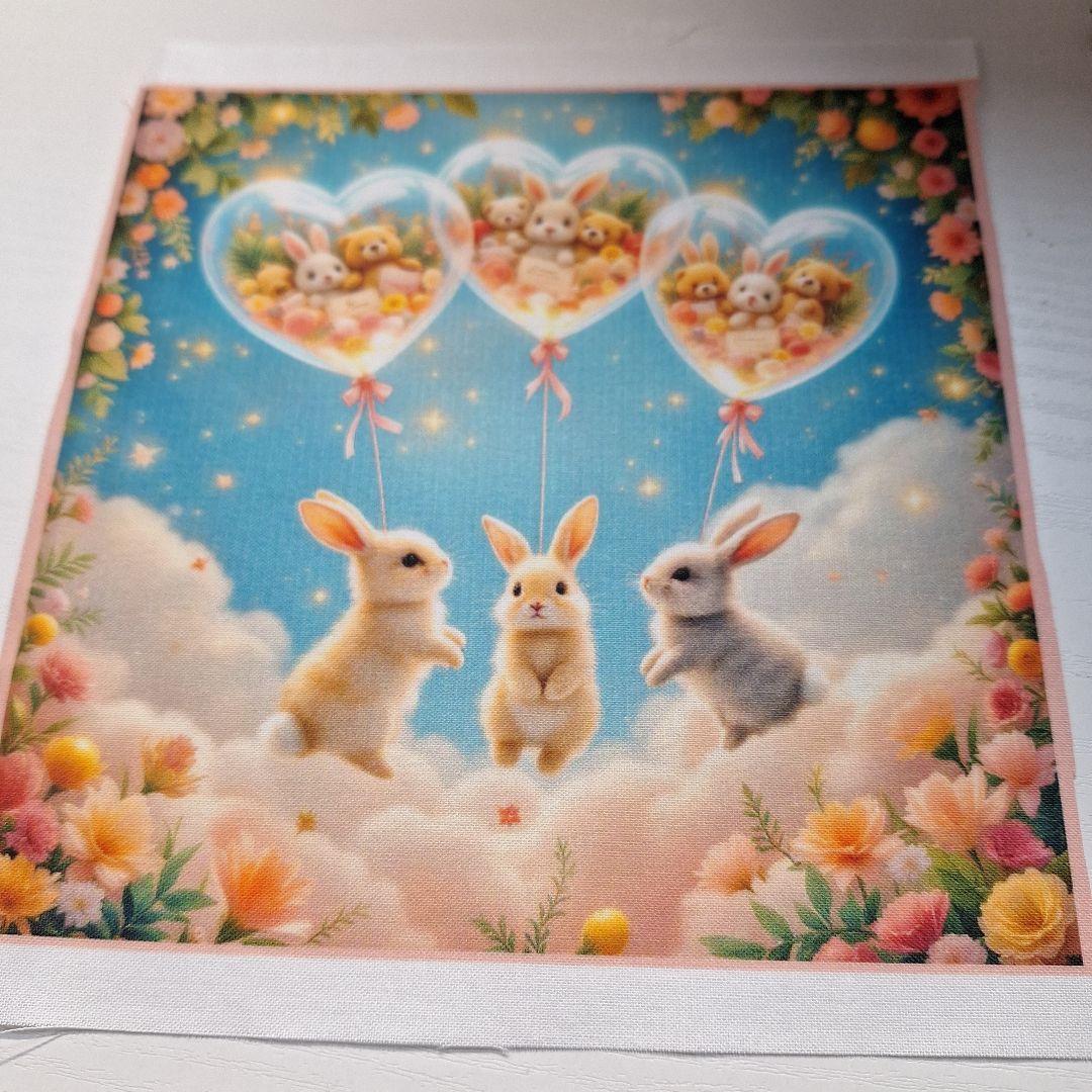 激レアねことうさぎパネル生地　ハンドメイド