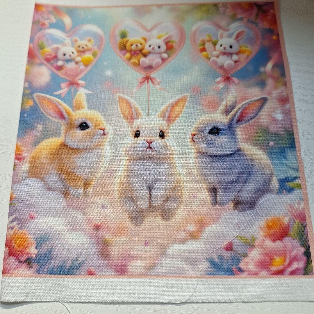 激レアねことうさぎパネル生地　ハンドメイド