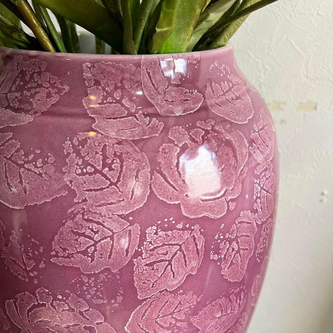 k247 存在感のある大型フラワーベース マゼンタ色のエレガントな花瓶 ローズ