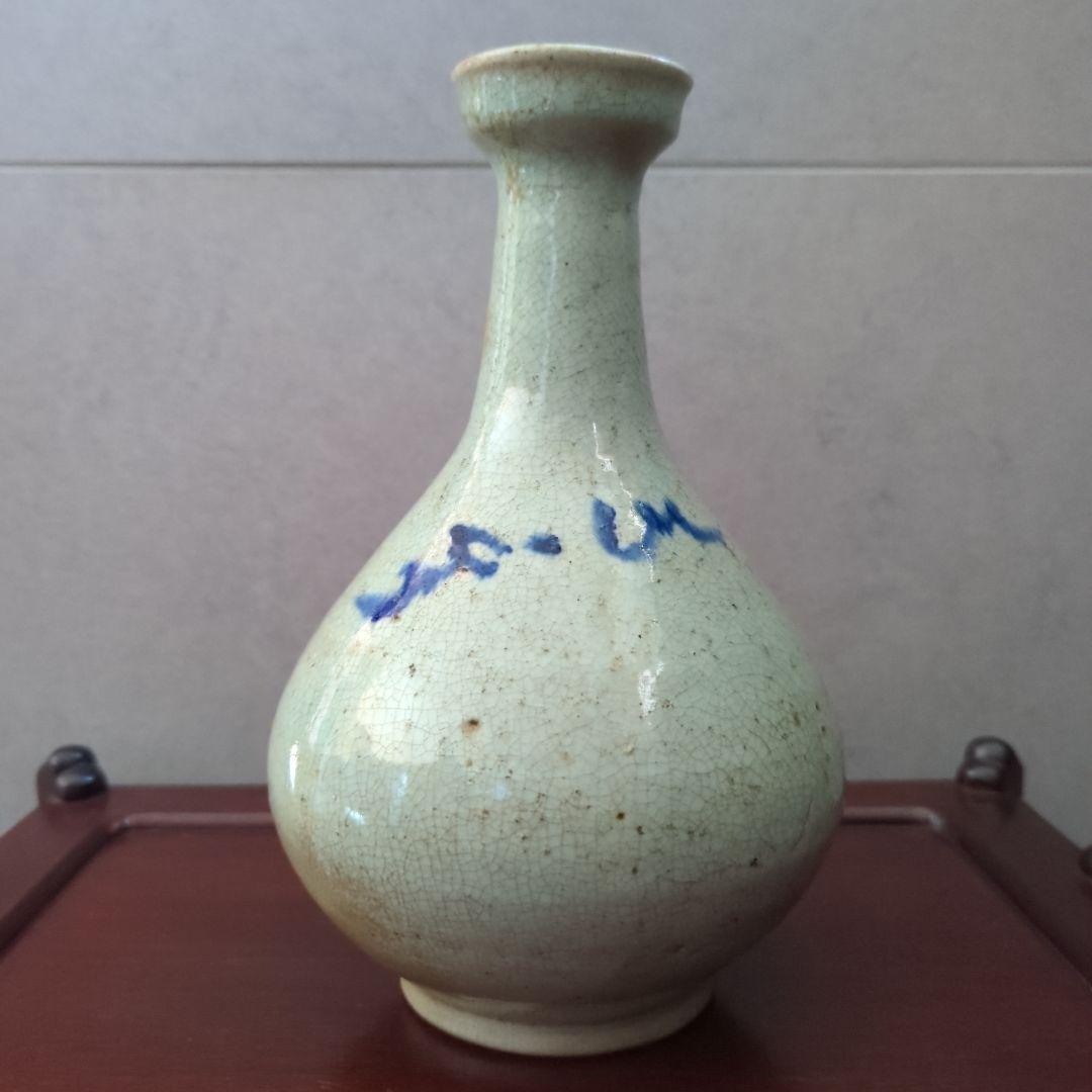 朝鮮古美術　骨董品　古道具　高麗李朝　染付　青磁貫入　大徳利　花瓶　飾り壺