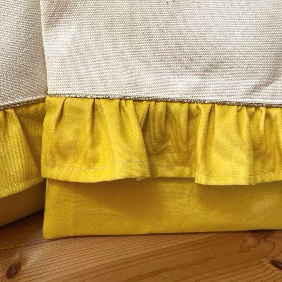 帆布とくすみイエローフリル＋パイピング♡入学セット　サイズオーダー可能　黄色