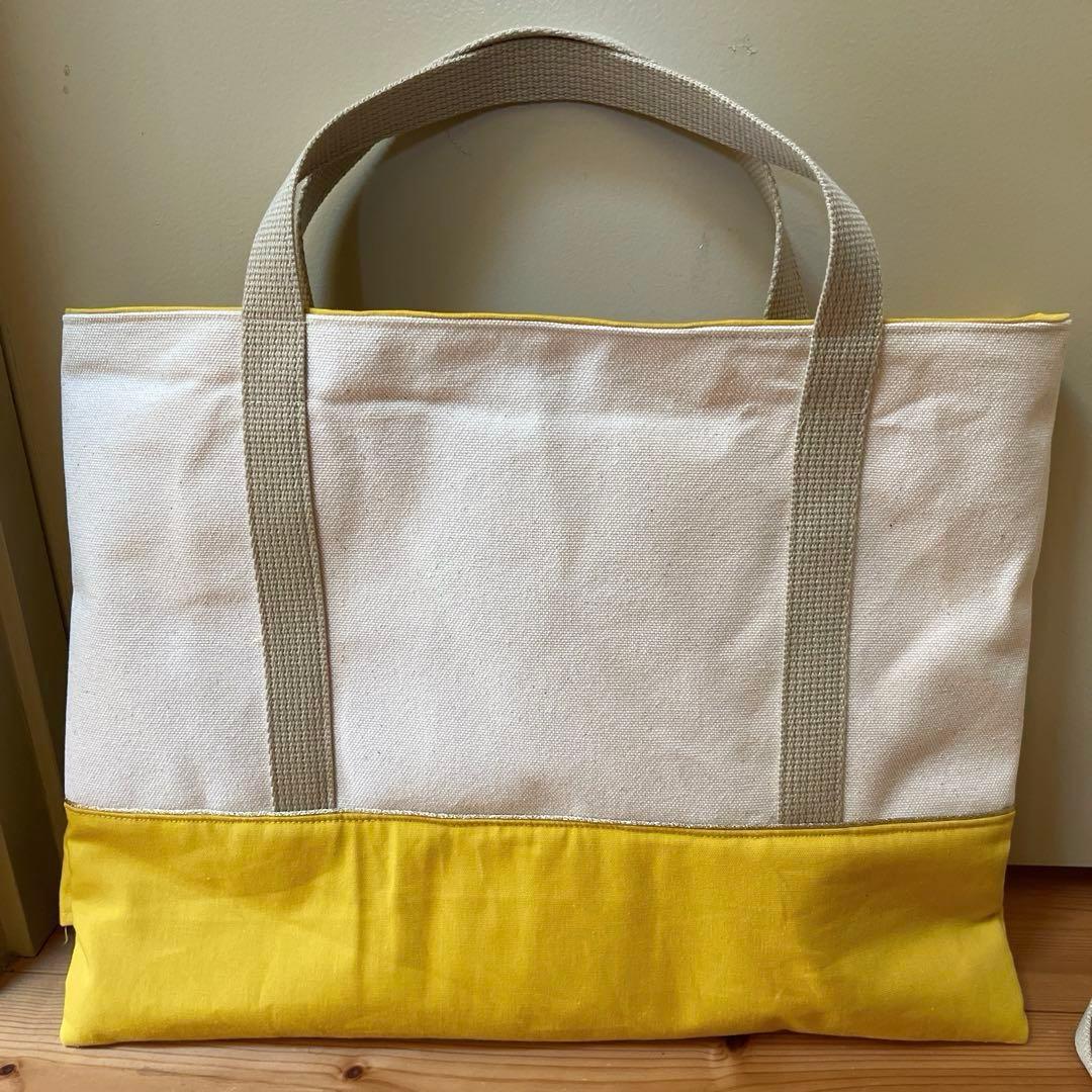 帆布とくすみイエローフリル＋パイピング♡入学セット　サイズオーダー可能　黄色