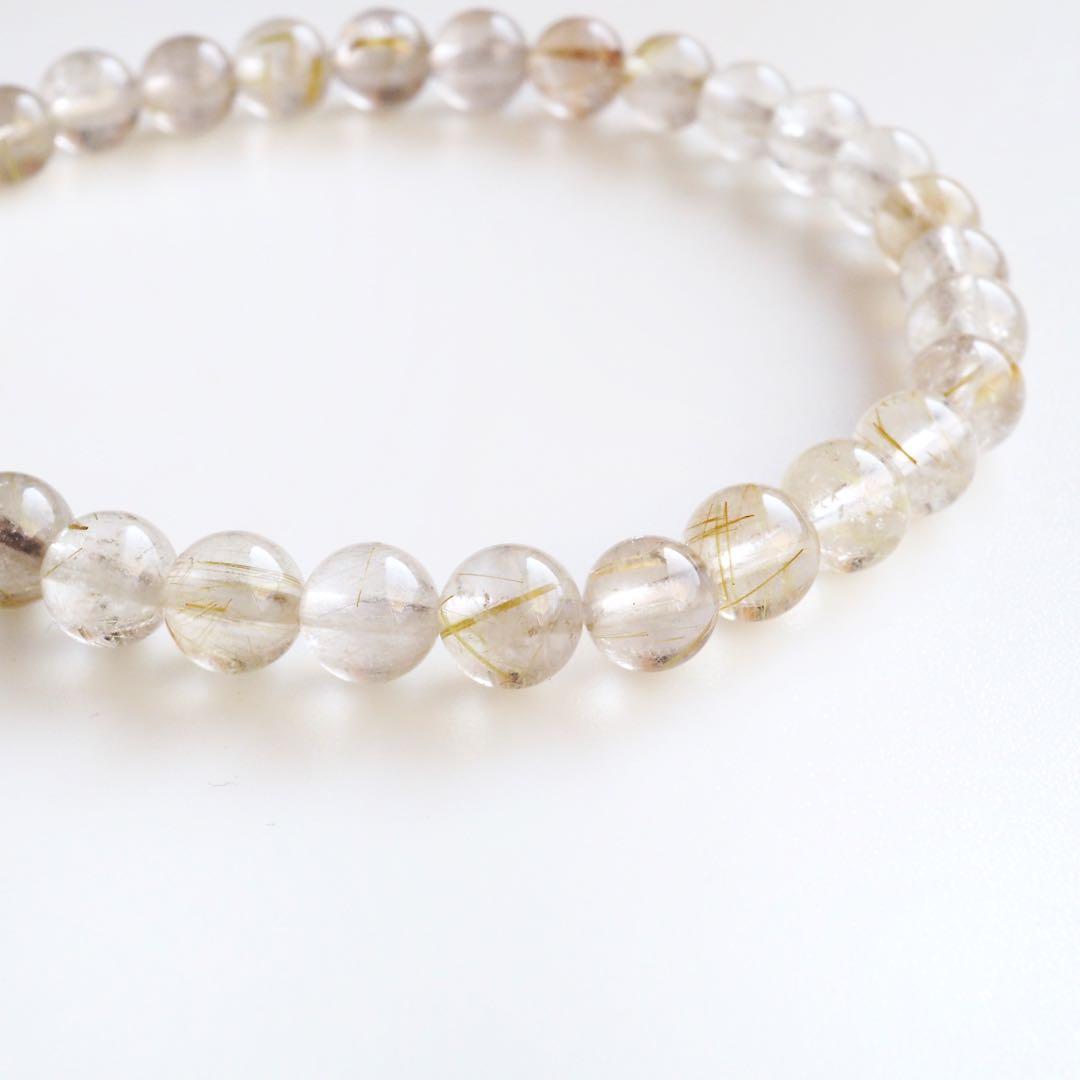 【MK*】ブラジル産ルチルクォーツのゴムブレスレット