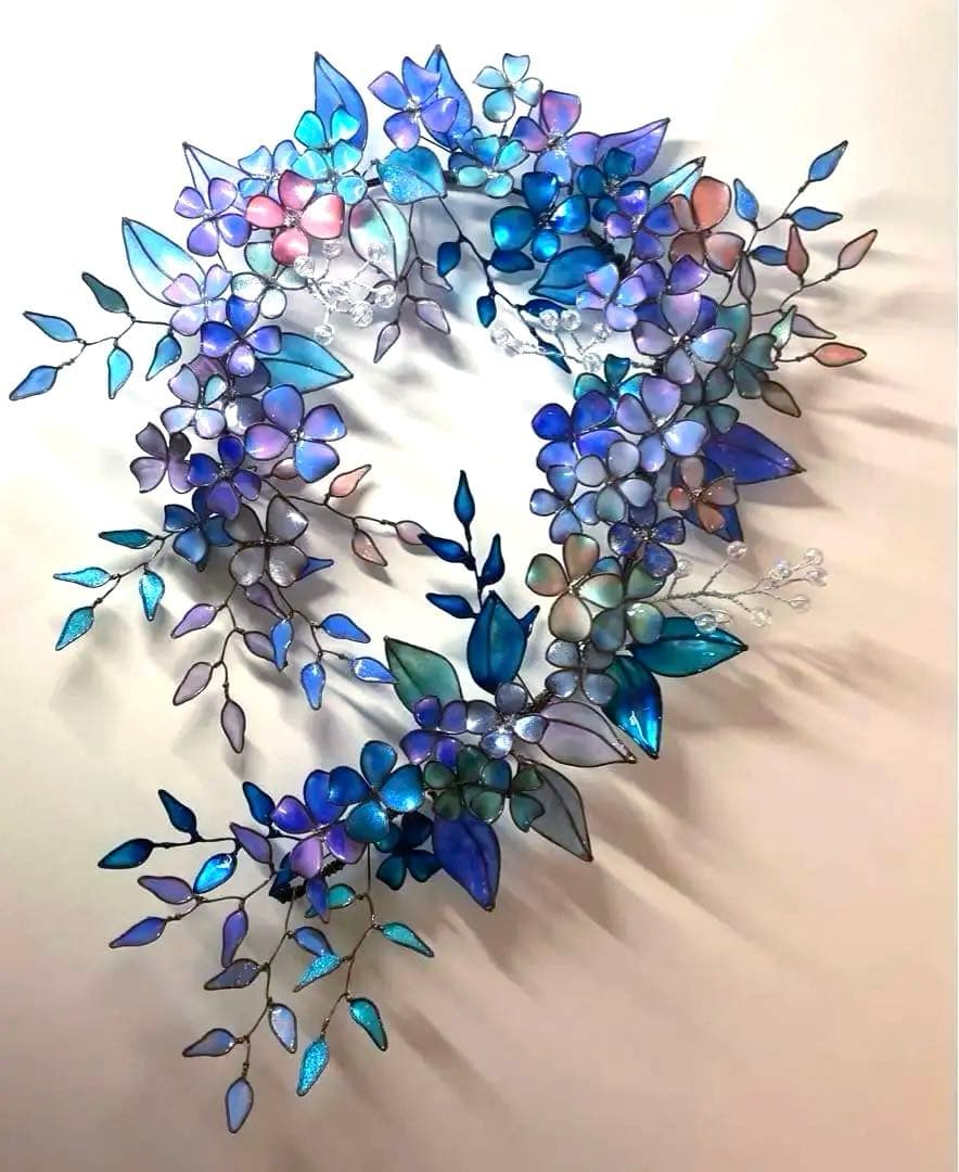 特注　マーメイドカラーボタニカルリース　ディップアート　ワイヤークラフト