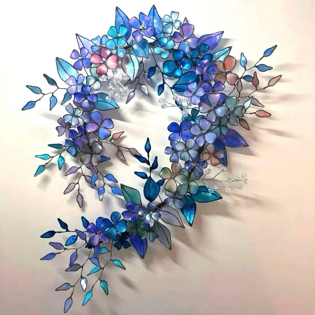 特注　マーメイドカラーボタニカルリース　ディップアート　ワイヤークラフト