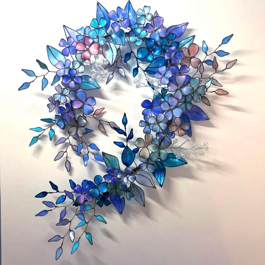 特注　マーメイドカラーボタニカルリース　ディップアート　ワイヤークラフト