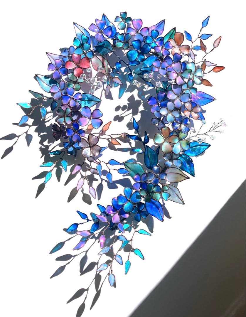 特注　マーメイドカラーボタニカルリース　ディップアート　ワイヤークラフト