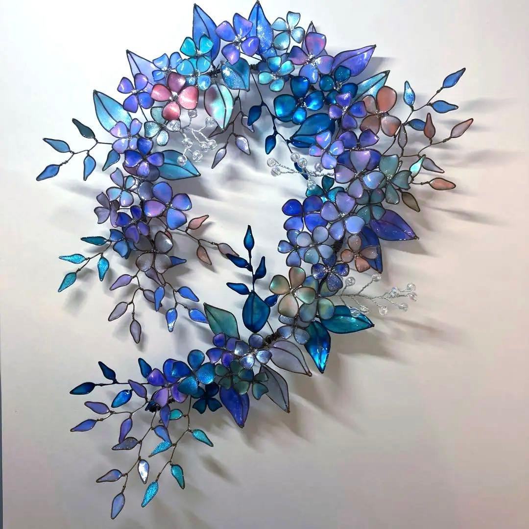 特注　マーメイドカラーボタニカルリース　ディップアート　ワイヤークラフト