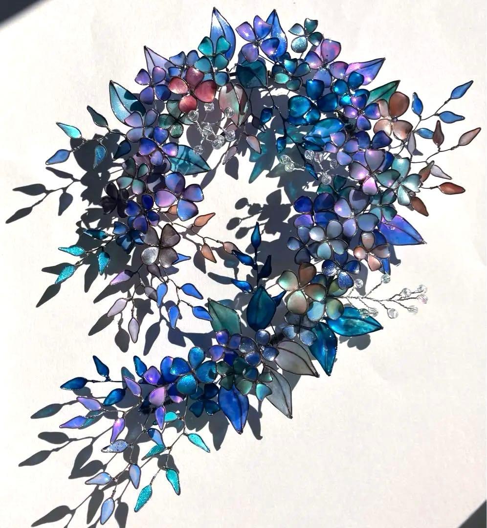 特注　マーメイドカラーボタニカルリース　ディップアート　ワイヤークラフト