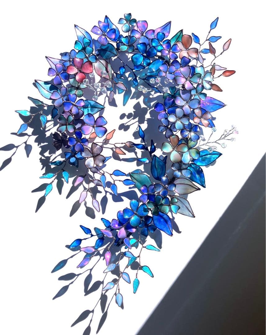 特注　マーメイドカラーボタニカルリース　ディップアート　ワイヤークラフト