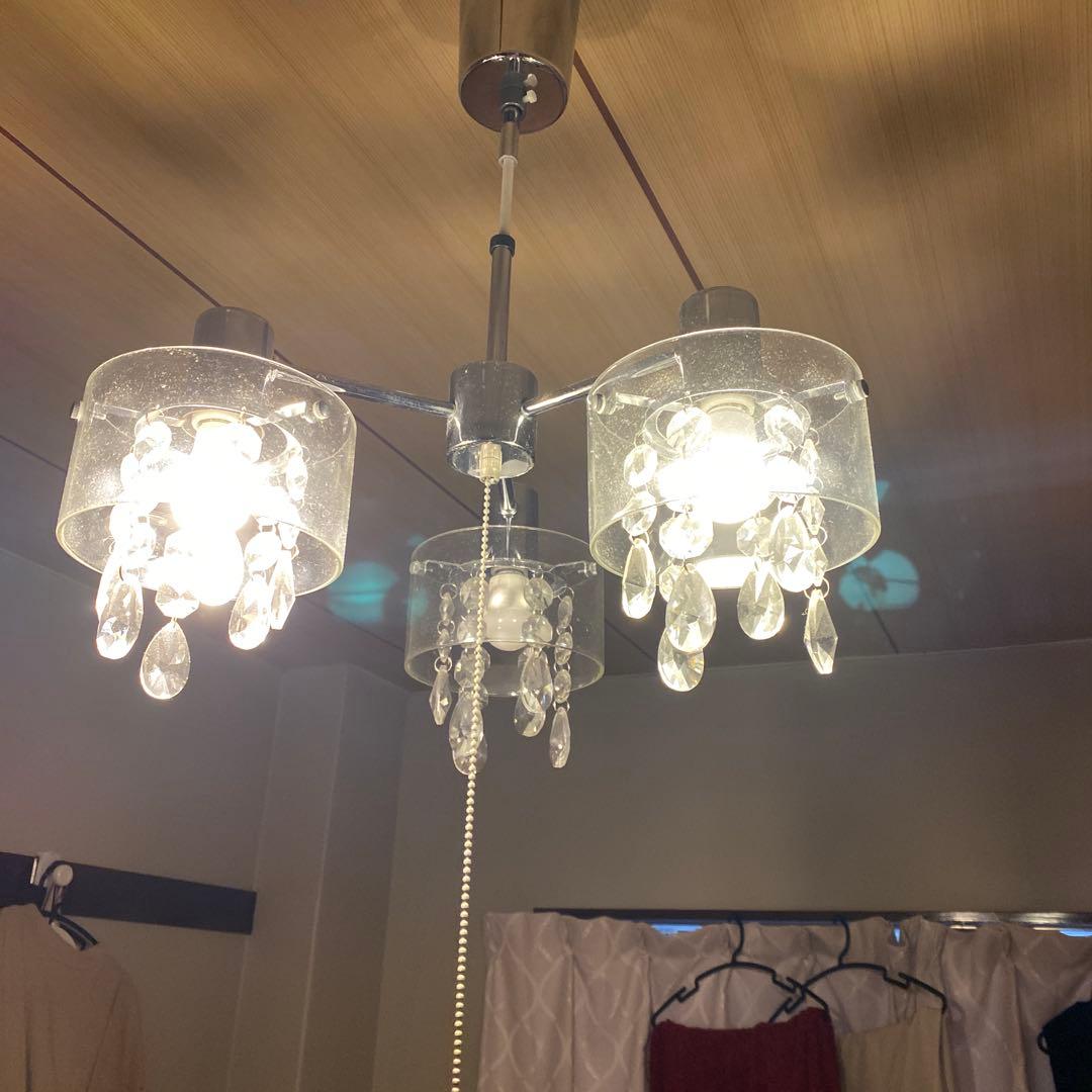 フランフラン　クリスタル装飾付き3灯シャンデリア