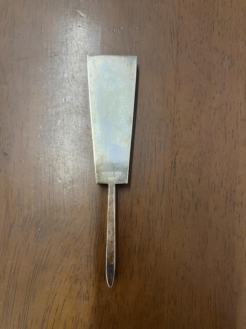 銀製　扇子型　楊枝入れ