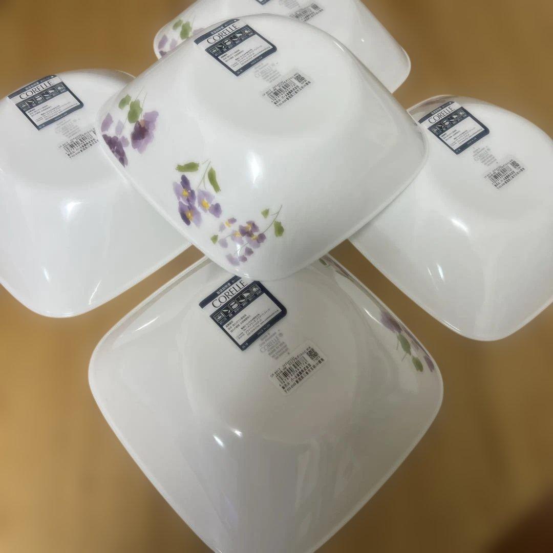 コレール★バイオレットミスト スクエアボウル 5枚セット