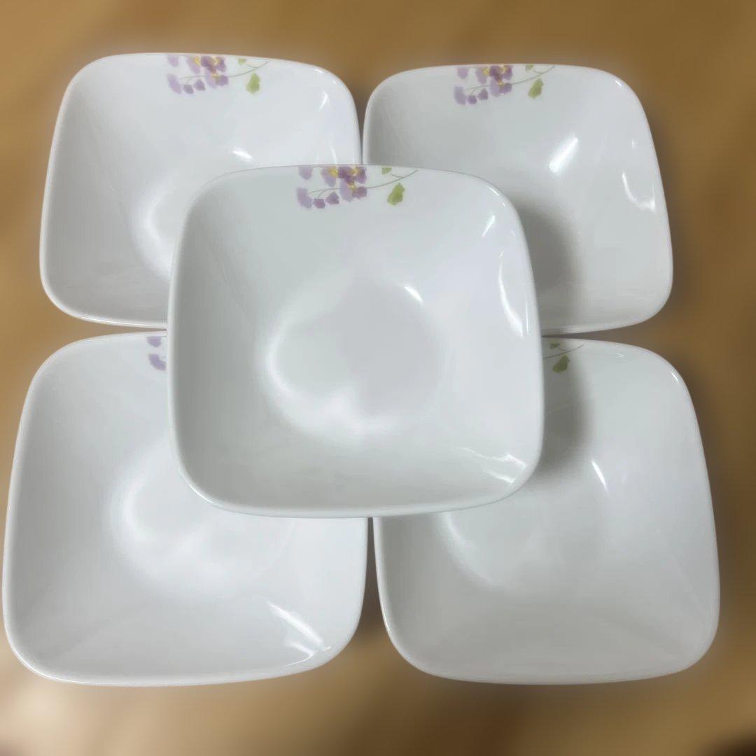 コレール★バイオレットミスト スクエアボウル 5枚セット