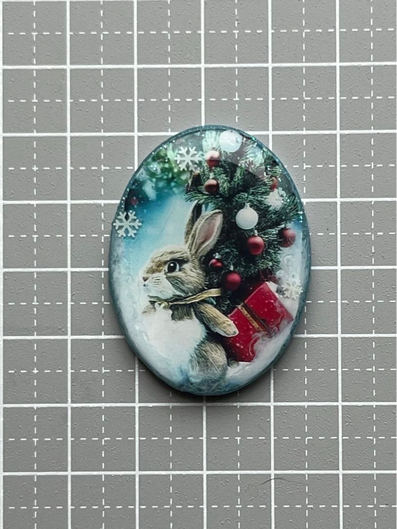 感謝価格(ㅅ´꒳` )お引越しXmasツリーうさちゃん レジンヘアゴム