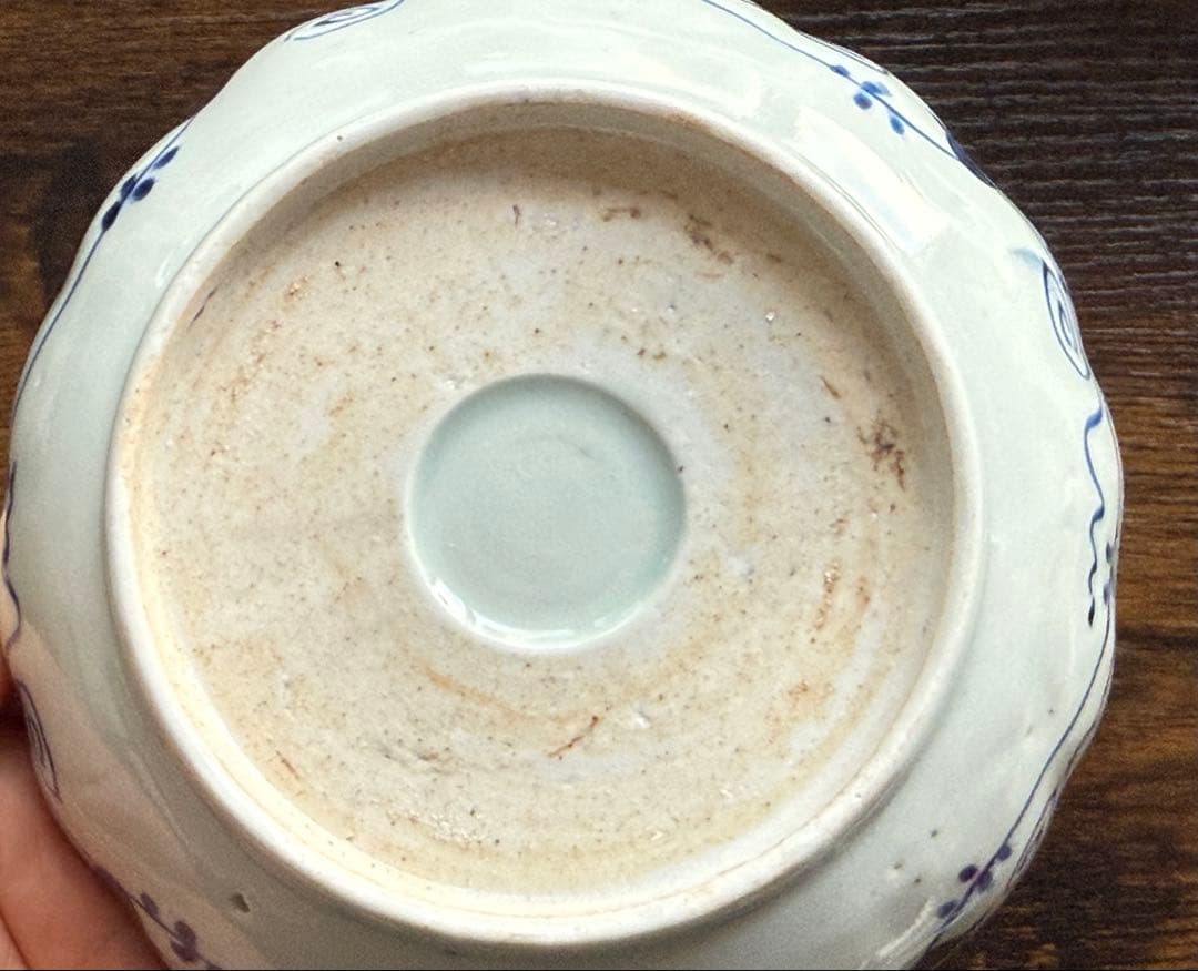 明治時代、伊万里、染め付け、輪花形、扇、「火伏せの龍」美品、即購入OK、匿名発送