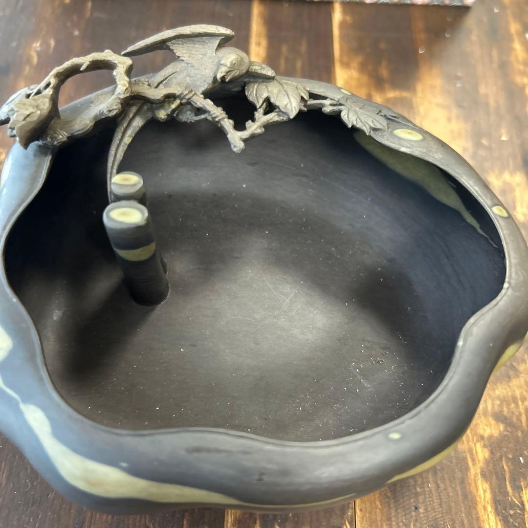 書道 硯 梅花坑水盂枝に鳥型　美術品　芸術家　骨董品　工芸品　最高級　逸品　中国