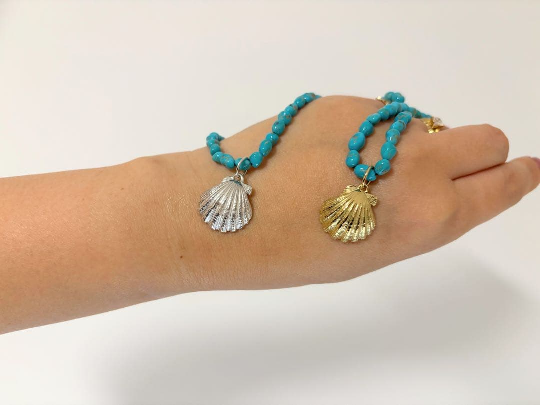 Hawaii産サンライズシェル型取り⭐︎silverチャームネックレス