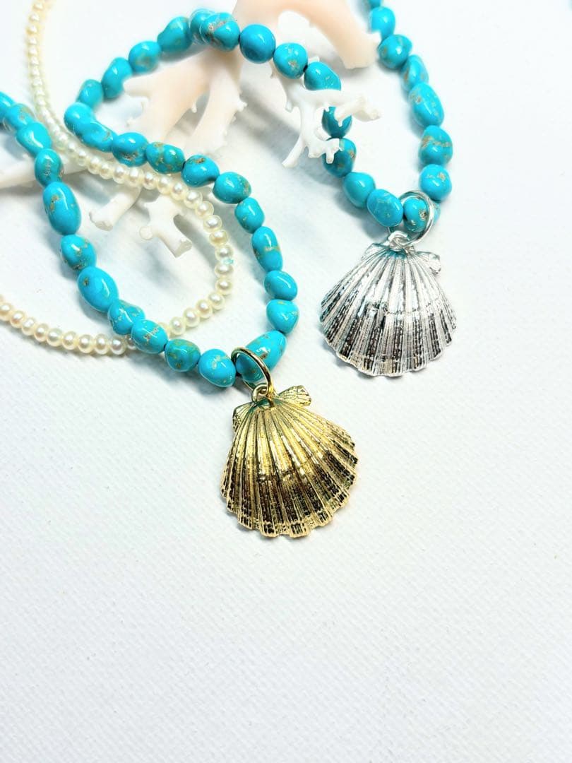 Hawaii産サンライズシェル型取り⭐︎silverチャームネックレス