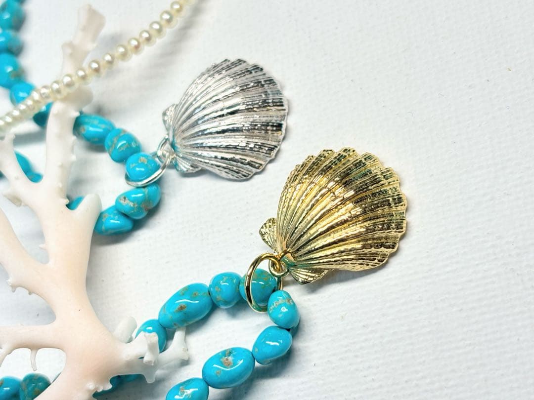 Hawaii産サンライズシェル型取り⭐︎silverチャームネックレス