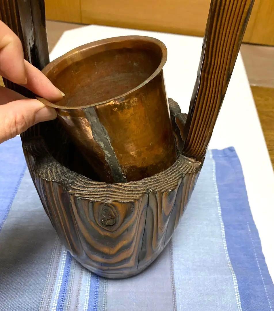 木製、一本木の花瓶