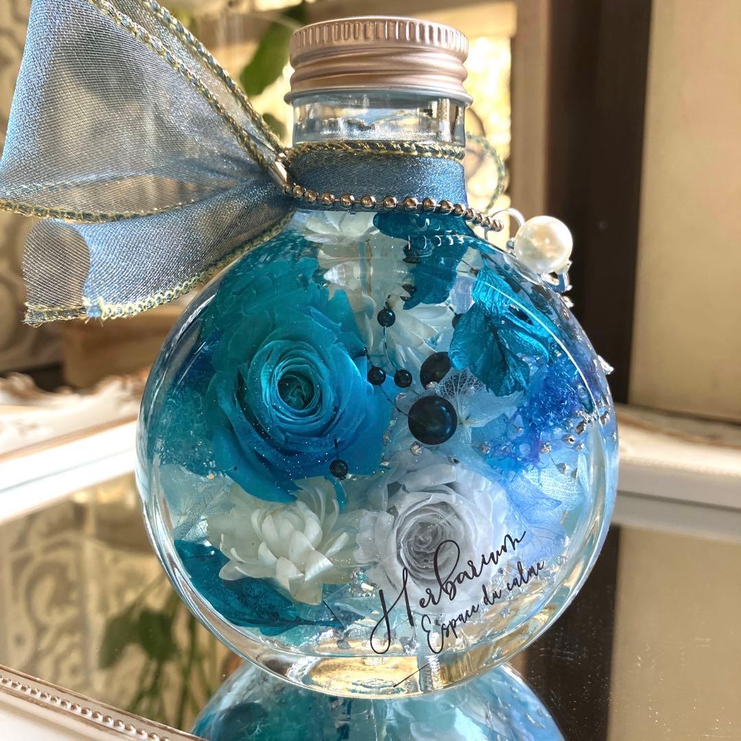 ◆ハーバリウム　230 ブルーグリーンの美しいバラ*.:。✿*゜¨゜