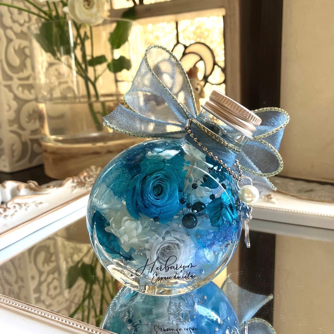 ◆ハーバリウム　230 ブルーグリーンの美しいバラ*.:。✿*゜¨゜