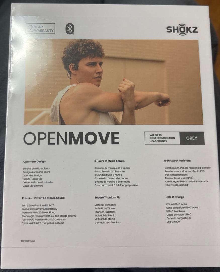 SHOKZ OPENMOVE ワイヤレス骨伝導ヘッドフォン グレー