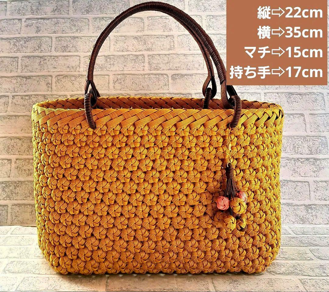 専用 ミモザ×黒糖 クラフトバンド花結び クラフトテープかごバッグ