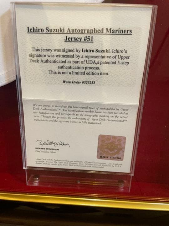 MLB イチロー　直筆サイン入り　ルーキーイヤー　ジャージ　UDA 証明書　殿堂