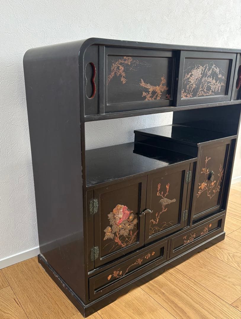 漆塗り　蒔絵　茶棚