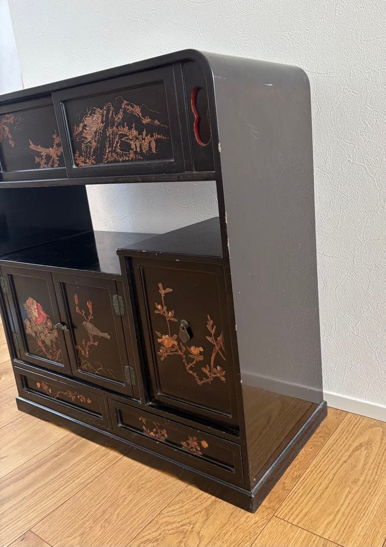 漆塗り　蒔絵　茶棚