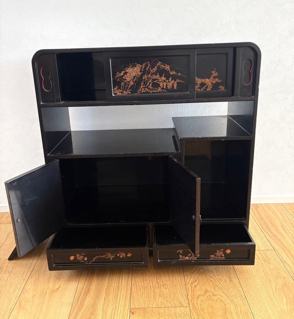 漆塗り　蒔絵　茶棚