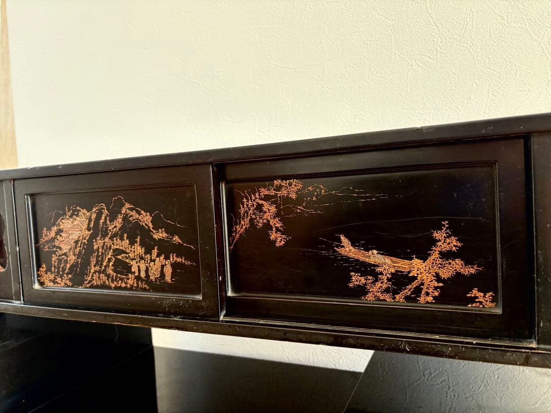 漆塗り　蒔絵　茶棚