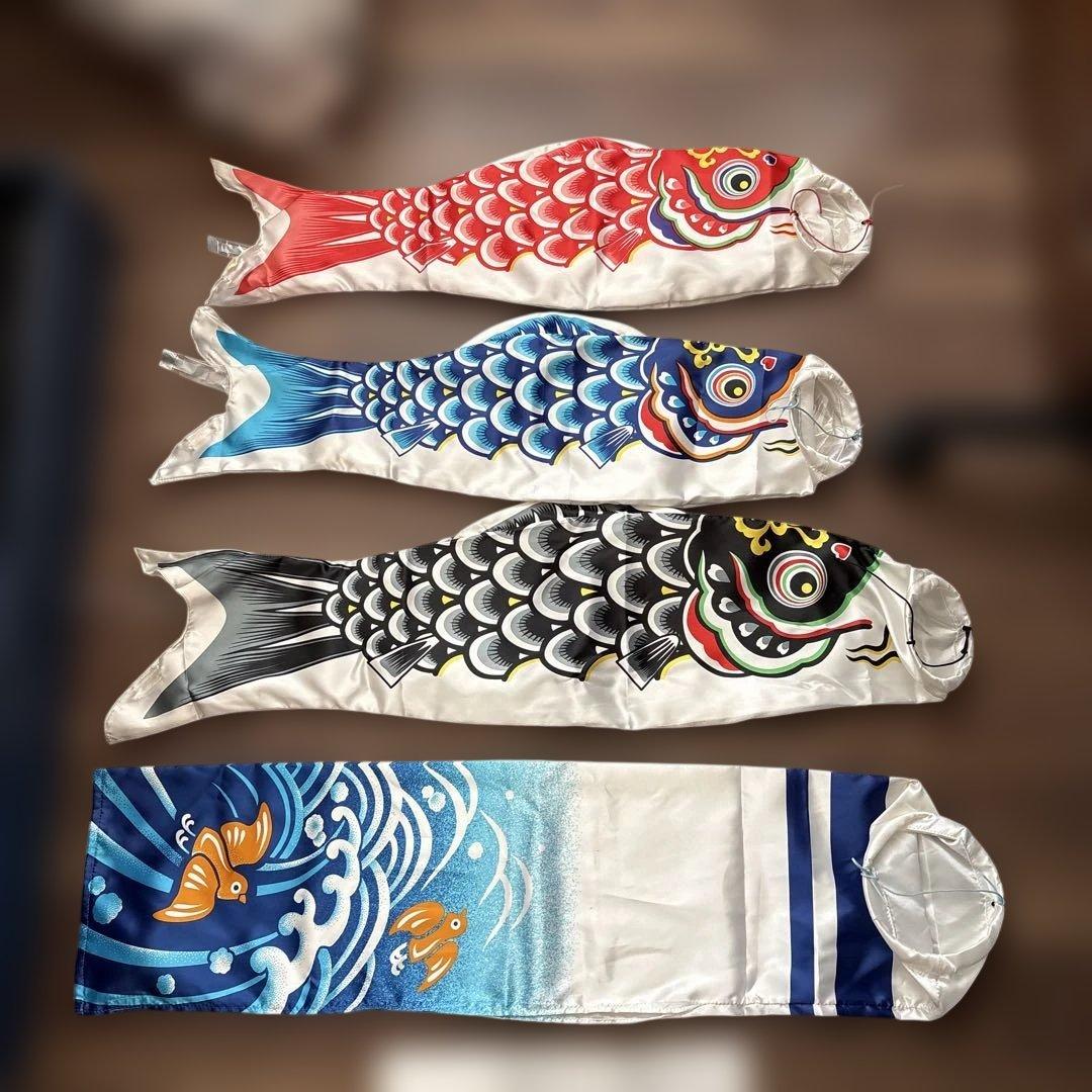 ミニ座敷鯉物語　錦鯉 室内鯉のぼり 羽衣セット黒鯉80cm 赤鯉、青鯉70cm