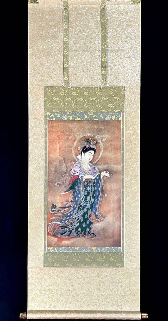 安田暎胤 吉祥天像 掛け軸 紙本 薬師寺 国宝 太巻 限定品 極箱 美品