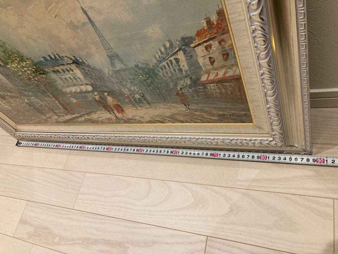 パリの街並み 油彩画 エッフェル塔