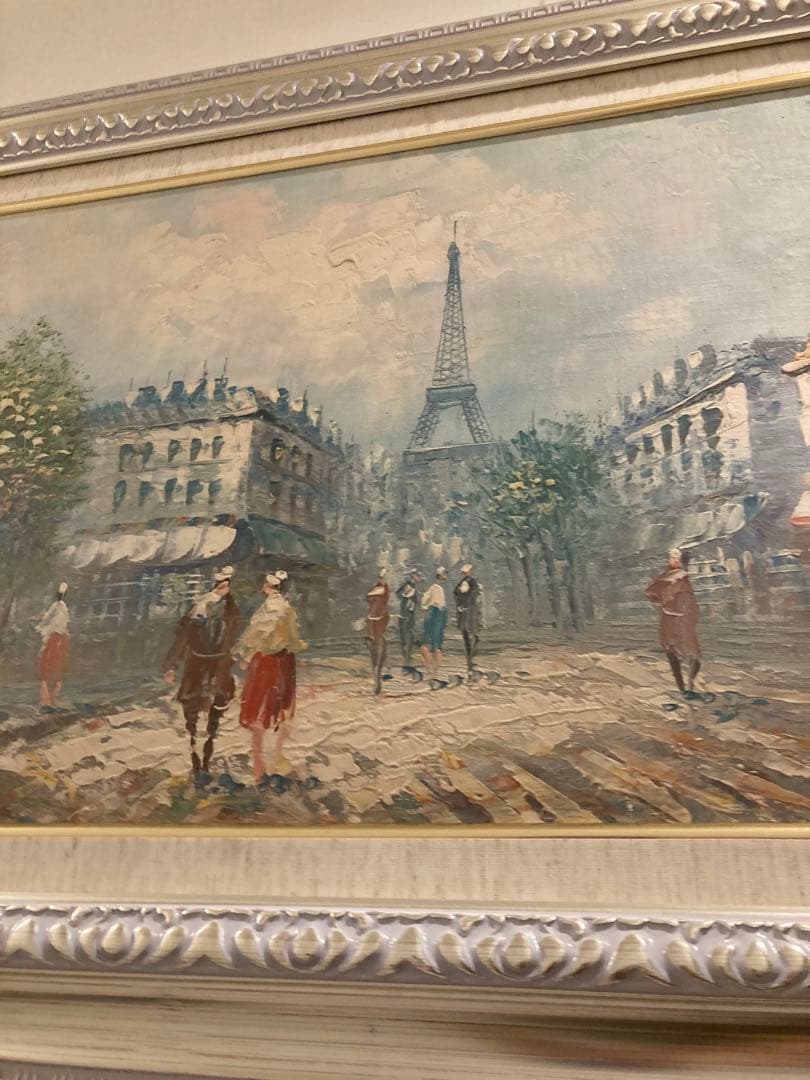パリの街並み 油彩画 エッフェル塔
