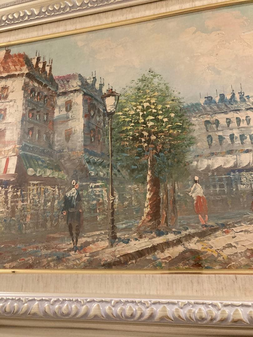 パリの街並み 油彩画 エッフェル塔