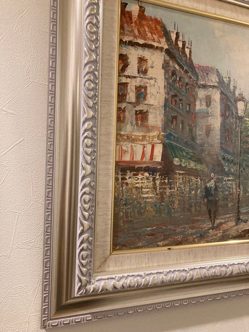 パリの街並み 油彩画 エッフェル塔