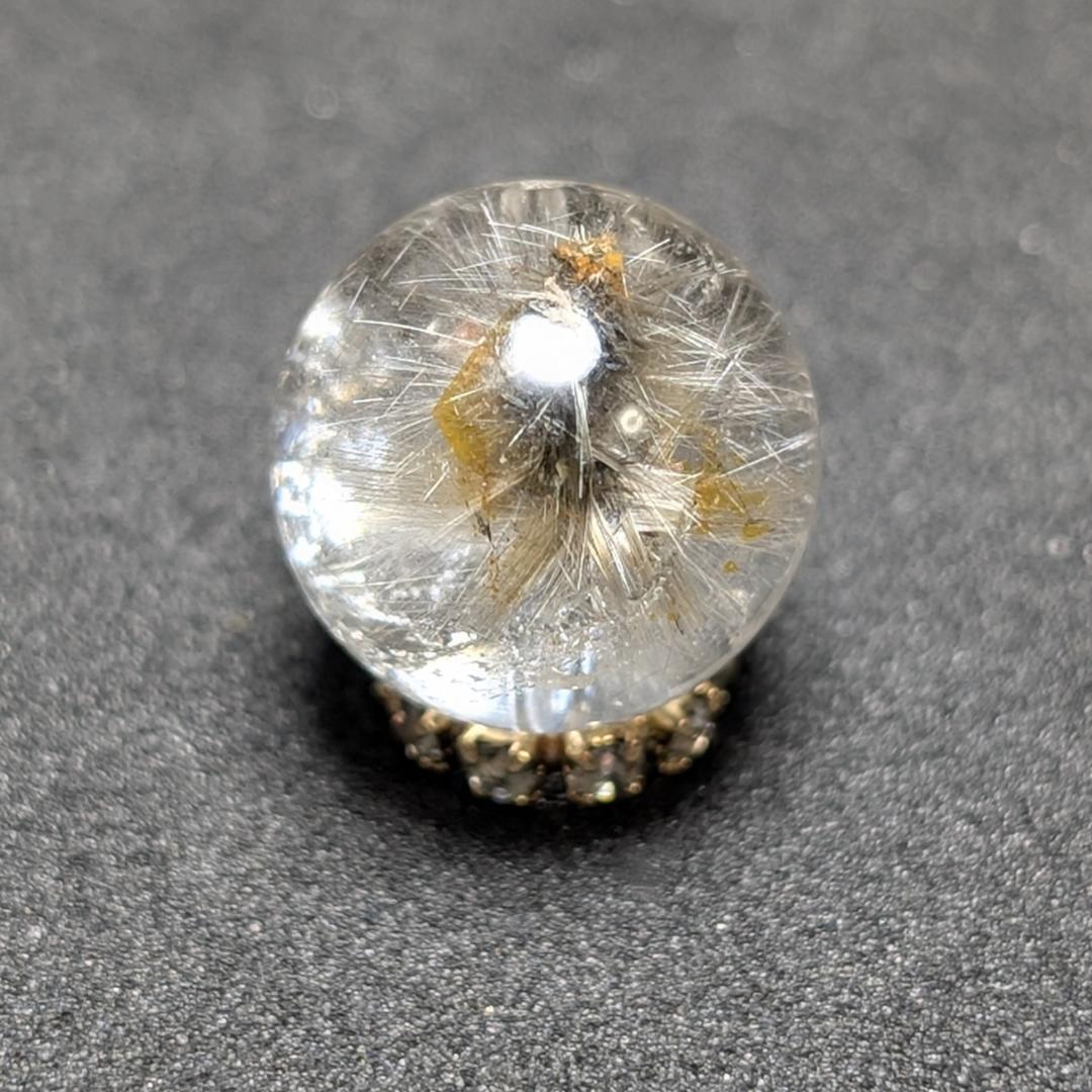 【奇跡の鉱物の塊】プラチナルチルクォーツ 一点物 11ミリ 1粒売り 貫通穴あり