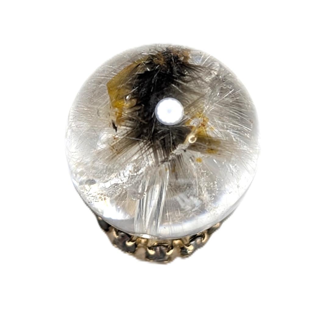 【奇跡の鉱物の塊】プラチナルチルクォーツ 一点物 11ミリ 1粒売り 貫通穴あり