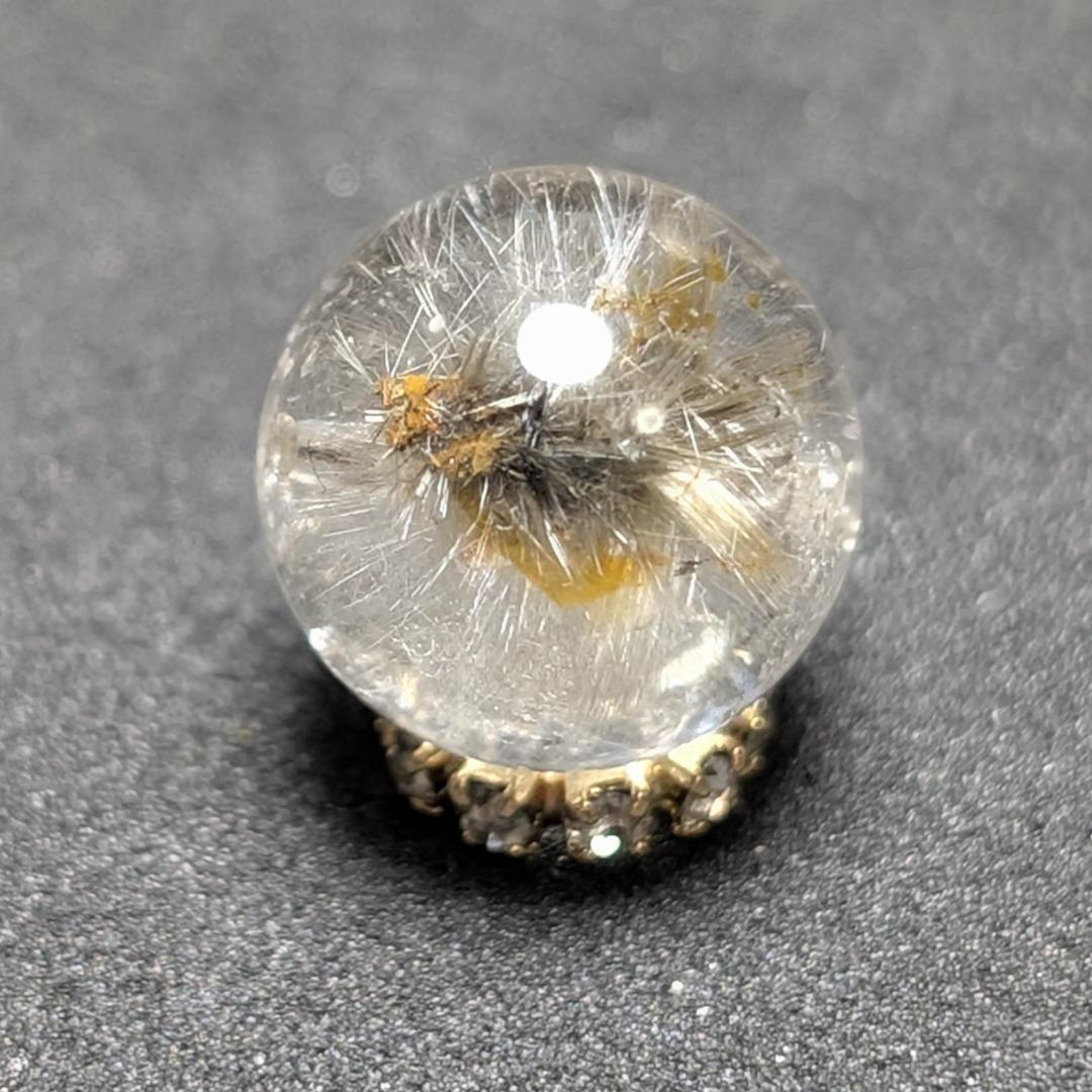 【奇跡の鉱物の塊】プラチナルチルクォーツ 一点物 11ミリ 1粒売り 貫通穴あり