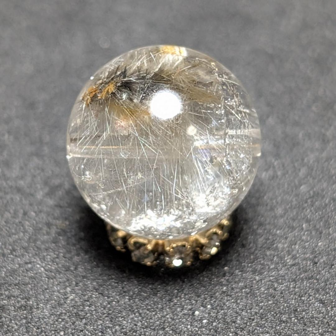 【奇跡の鉱物の塊】プラチナルチルクォーツ 一点物 11ミリ 1粒売り 貫通穴あり