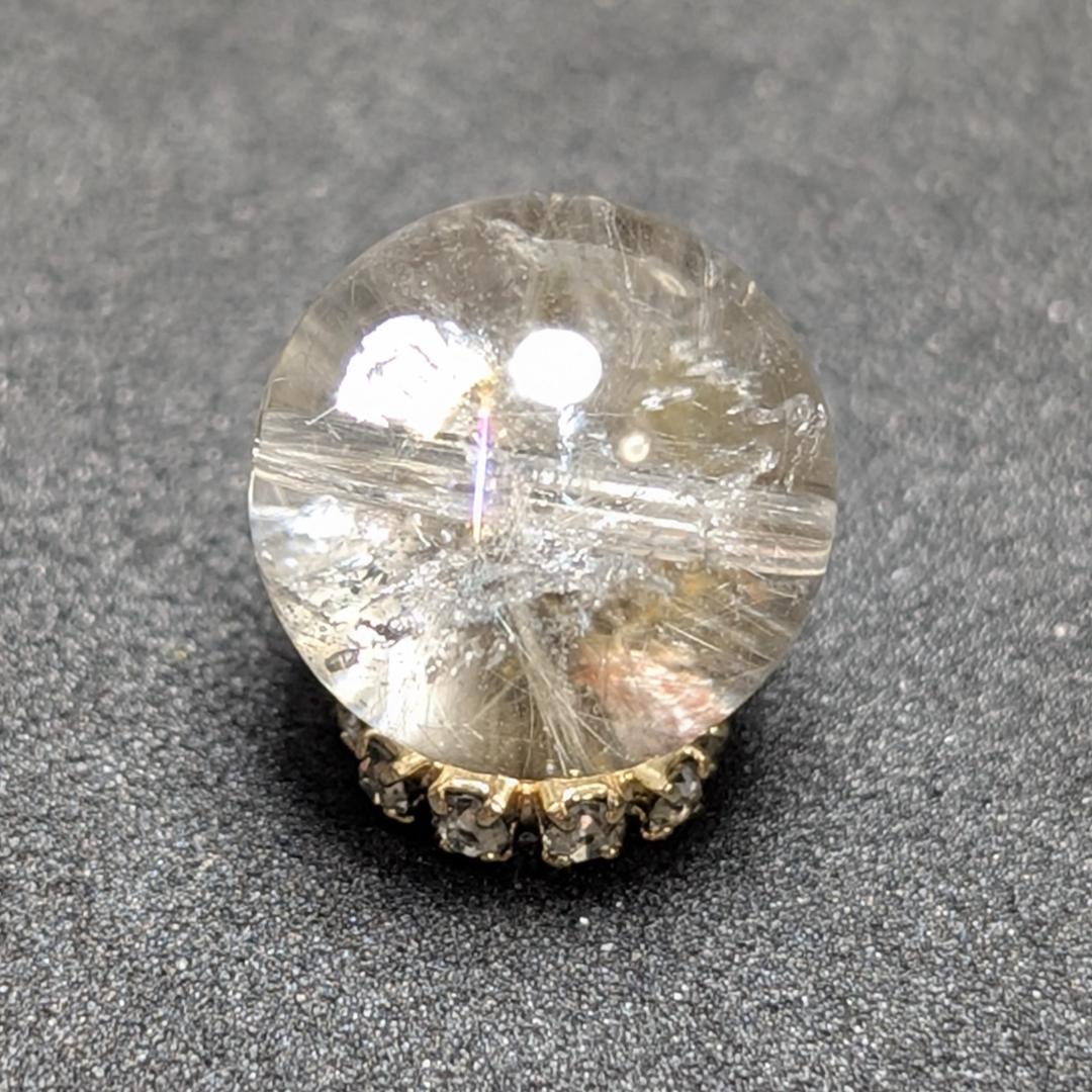 【奇跡の鉱物の塊】プラチナルチルクォーツ 一点物 11ミリ 1粒売り 貫通穴あり