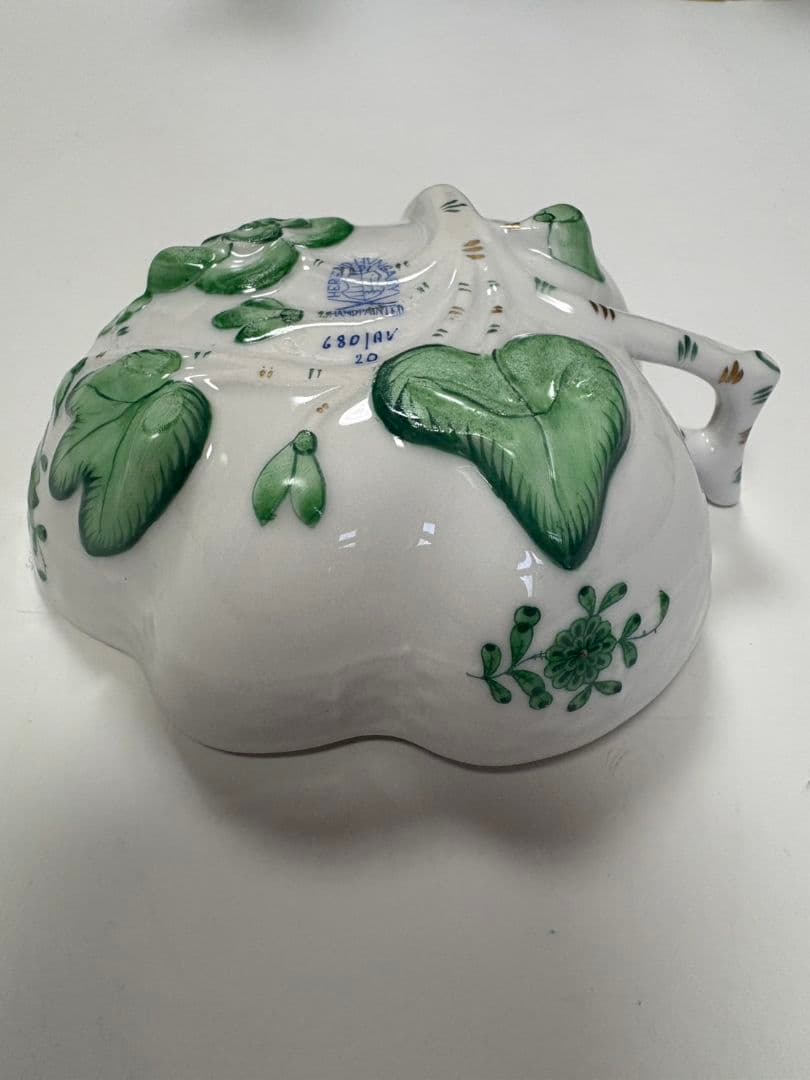 【新品未使用】へレンド アポニーグリーン オープンシュガーボウル HEREND