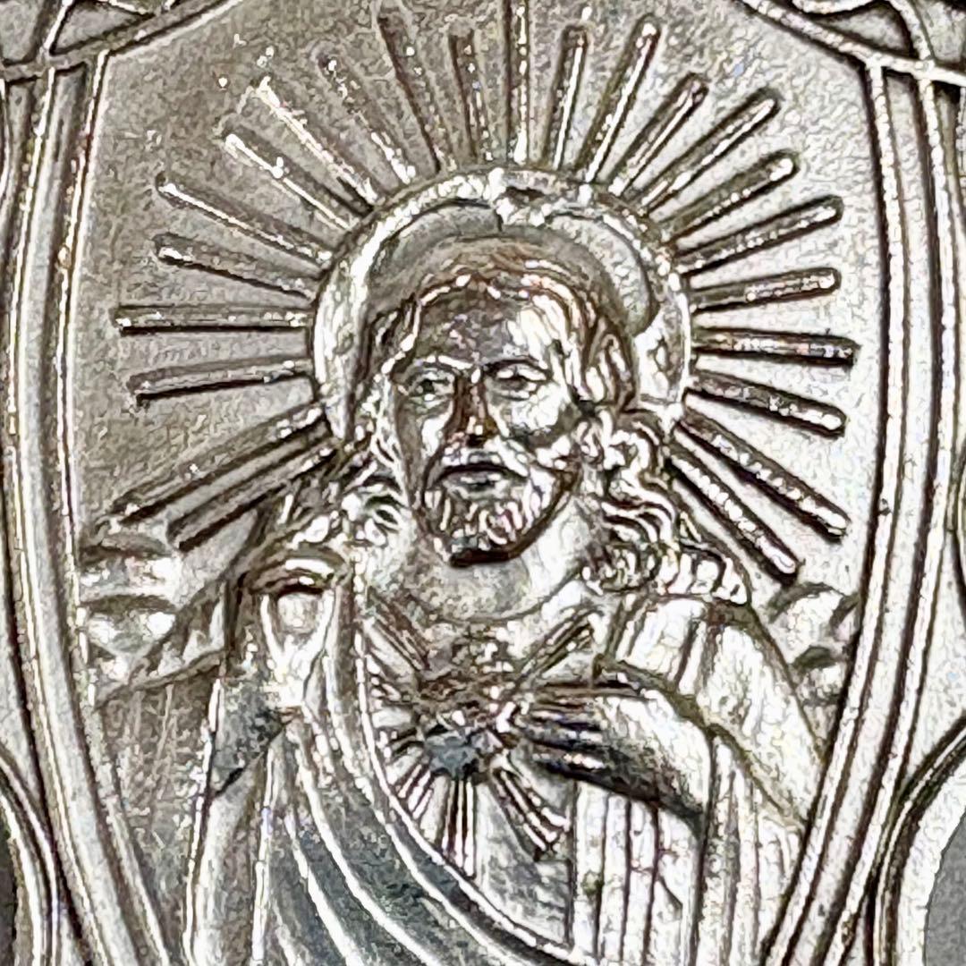 アンティーク 大型 聖母マリア イエス メダイ ペンダントトップ 52x27mm