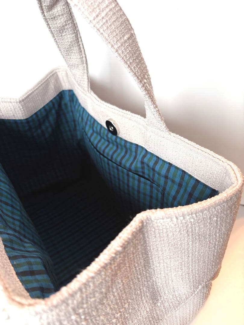 ume　ツイード スカラップ サブバッグ スクエア パール オフホワイト