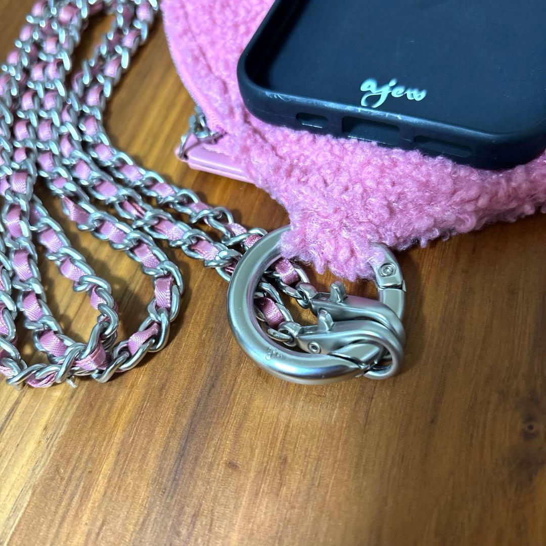 美品 ajew ハート型 iPhone 15proケース pink ピンク